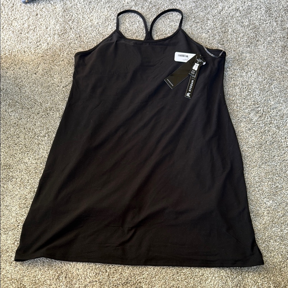 Kyodan Black Racer back tank dress XL built in bra and shorts